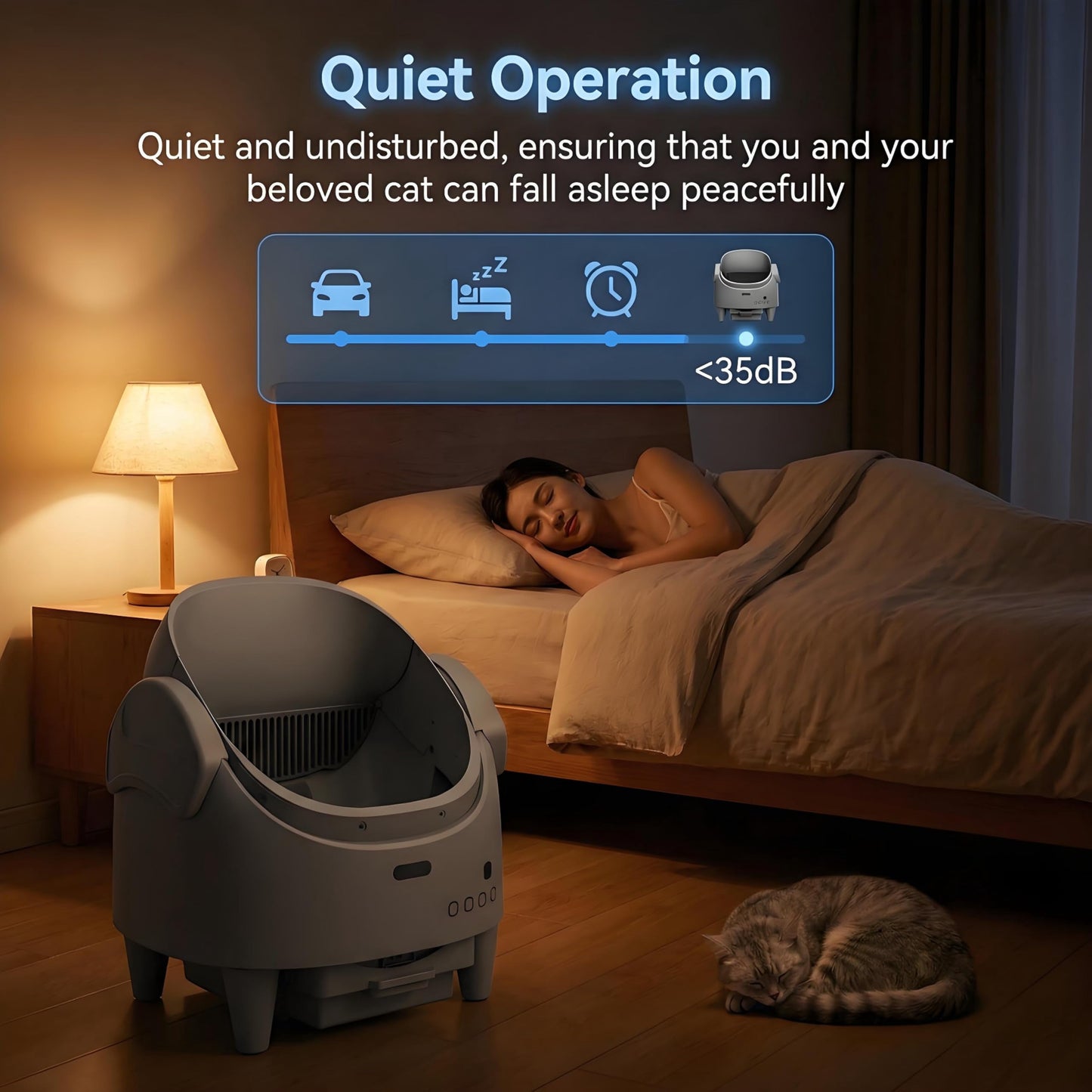 Automatic Self-Cleaning Cat Litter Box – Open Top, Multi-Cat App Control, Adjustable Entry Height, Advanced Multi-Detector Safety, Odor Control, Waste Bags Included