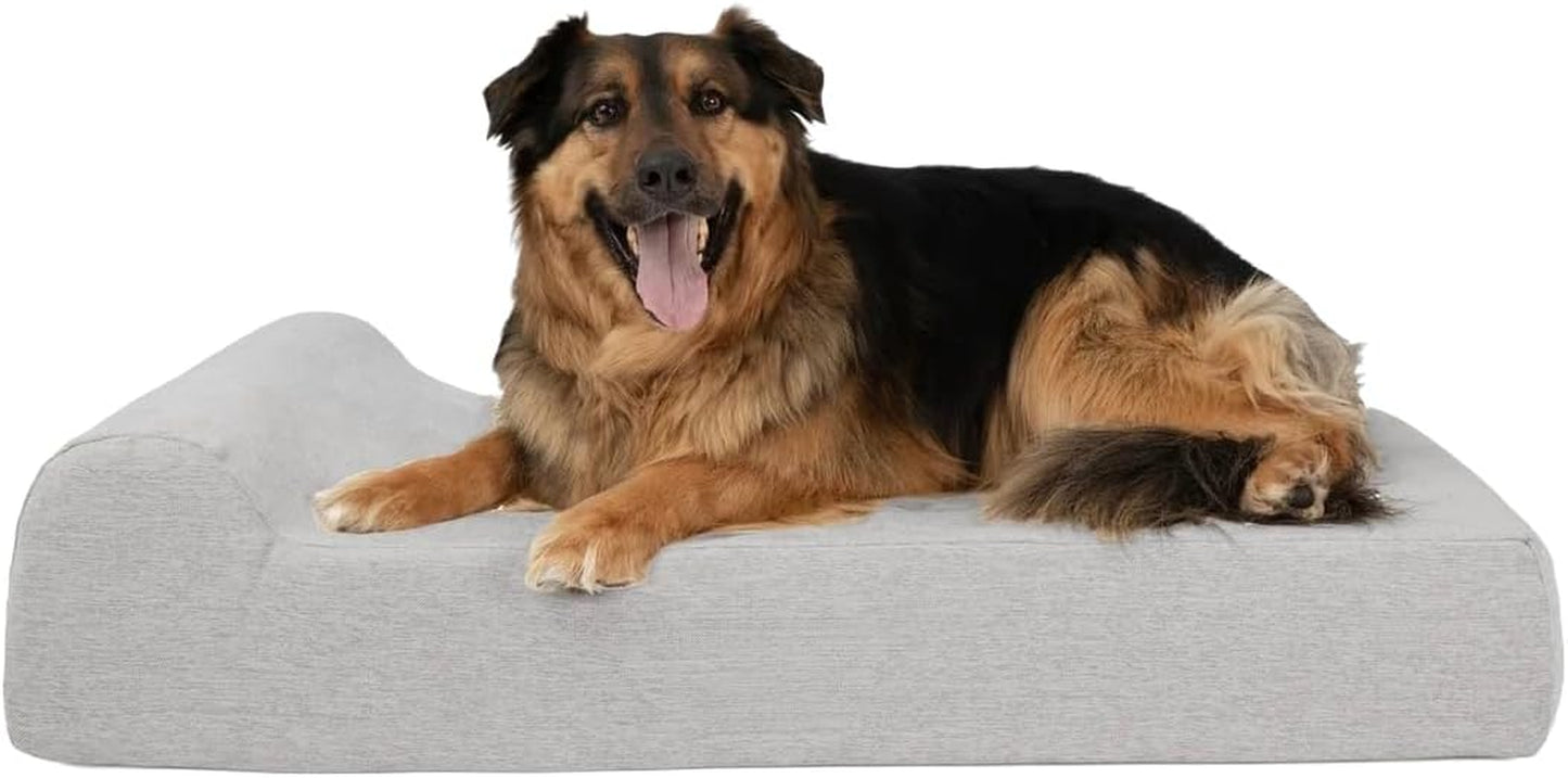 Barker Beds XL Orthopedic Dog Bed - 7" Pillow Top with Headrest - 75-120 Lbs - Memory Foam for Joint Pain & Arthritis - Vet Recommended, Washable Cover - Made in USA - 52"X36"X7" - Charcoal