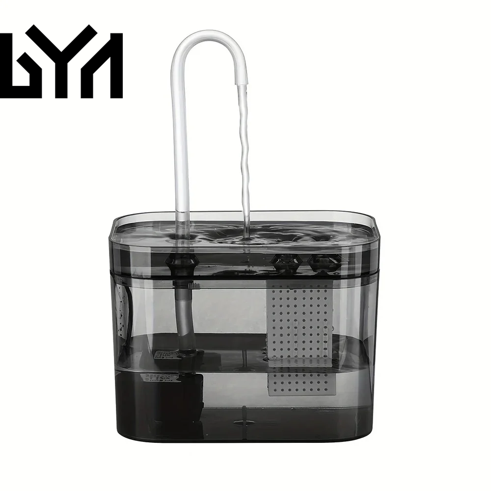 Cat Water Fountain with USB Auto Filter Recirculate Transparent Black Cat Drinker Ultra-Quiet Automatic Pet Drinking Dispenser