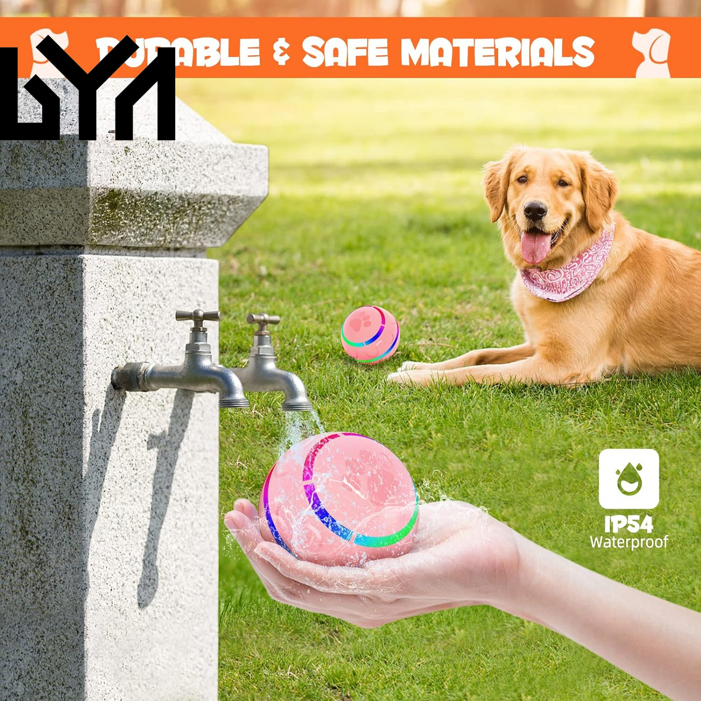 Peppy Pet Ball for Dogs, Interactive Dog Toy Durable Automatic Rolling Ball with Led Flash Lights for Small Medium Dogs Breed, Wicked Ball with Motion Activat Bpa-Free USB Rechargeable