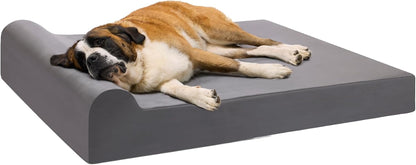 Barker Beds XL Orthopedic Dog Bed - 7" Pillow Top with Headrest - 75-120 Lbs - Memory Foam for Joint Pain & Arthritis - Vet Recommended, Washable Cover - Made in USA - 52"X36"X7" - Charcoal