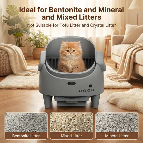 Automatic Self-Cleaning Cat Litter Box – Open Top, Multi-Cat App Control, Adjustable Entry Height, Advanced Multi-Detector Safety, Odor Control, Waste Bags Included