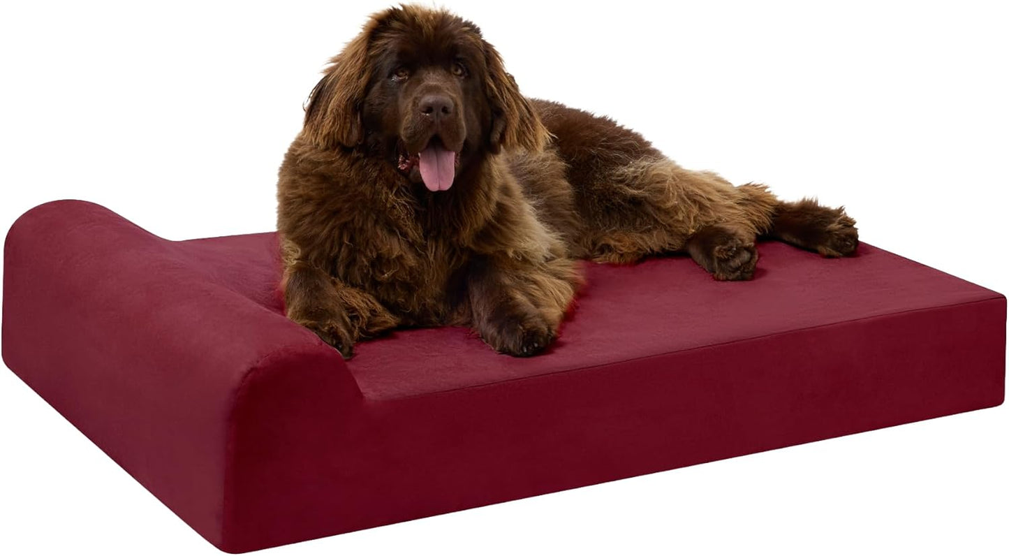 Barker Beds XL Orthopedic Dog Bed - 7" Pillow Top with Headrest - 75-120 Lbs - Memory Foam for Joint Pain & Arthritis - Vet Recommended, Washable Cover - Made in USA - 52"X36"X7" - Charcoal