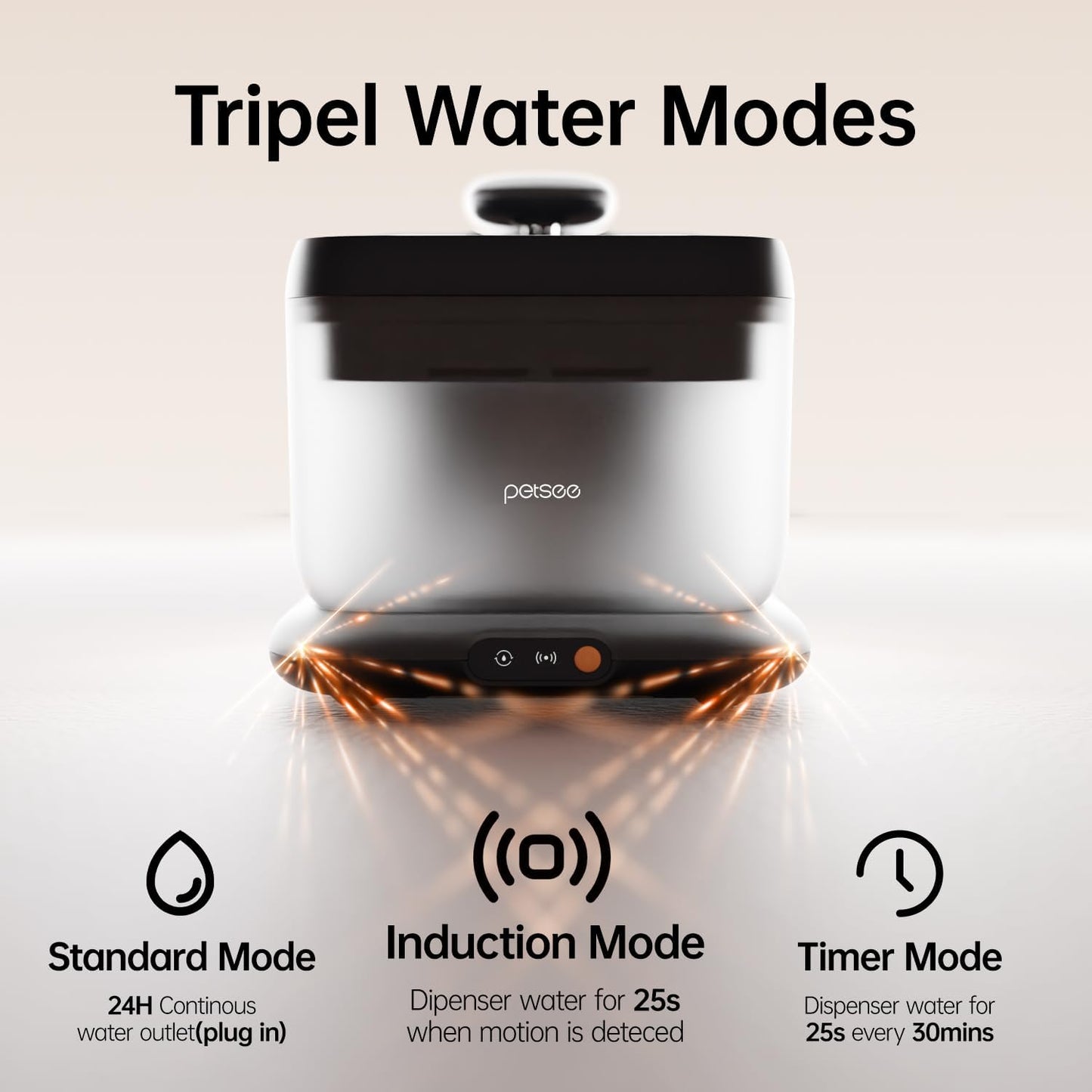 Cordless Cat Water Fountain, Automatic Pet Water Fountain Battery Operated, 4.5L with Stainless Steel Tray for Cats Dogs Multiple Pets Indoor, Wireless Water Pump and Ultra-Quiet S7 Air Grey