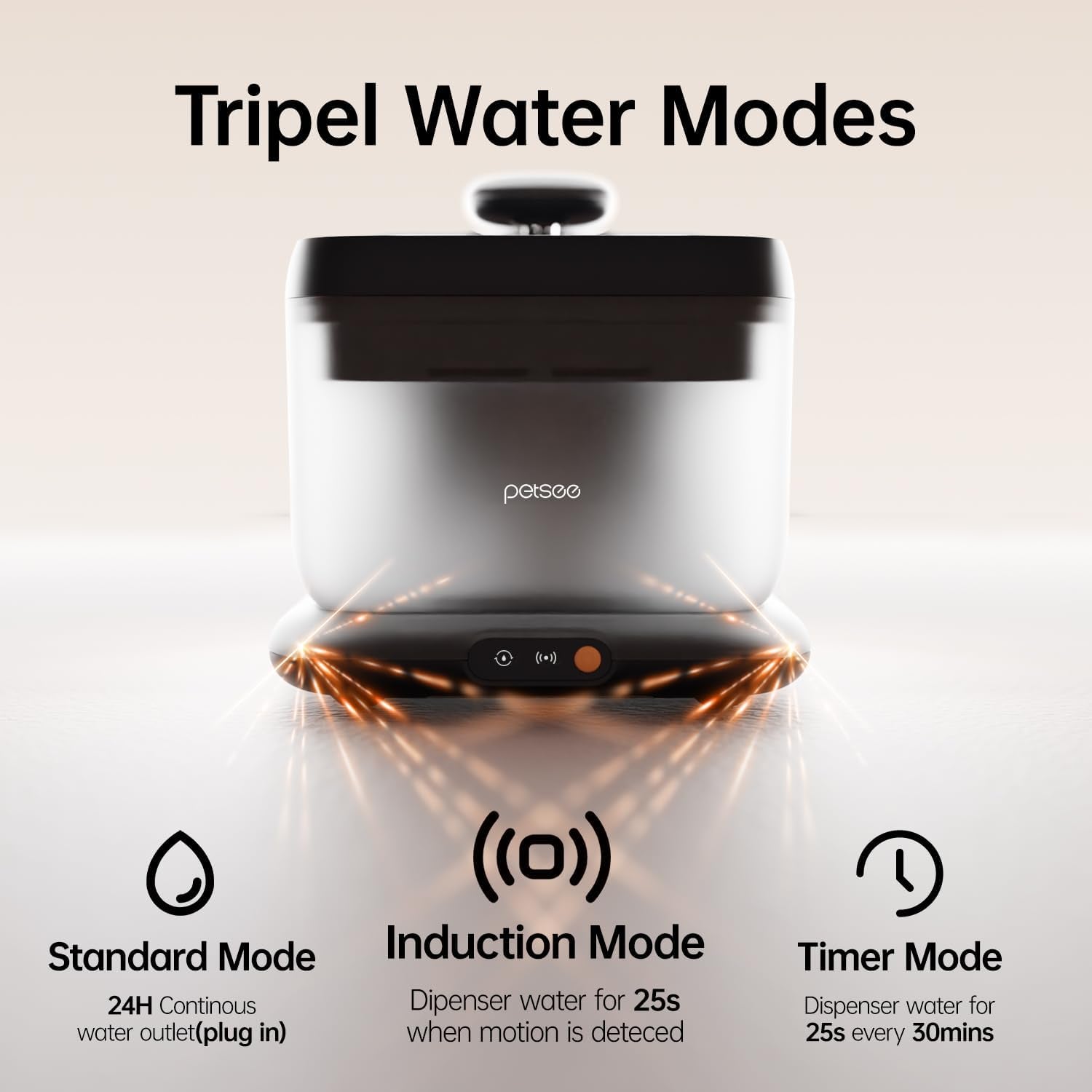 Cordless Cat Water Fountain, Automatic Pet Water Fountain Battery Operated, 4.5L with Stainless Steel Tray for Cats Dogs Multiple Pets Indoor, Wireless Water Pump and Ultra-Quiet S7 Air Grey