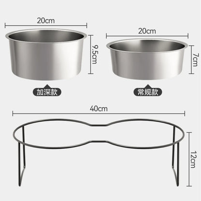 Large Stainless Steel Dog Slow Food Bowl with Thickened Stand Elevated Pets Products Supplies Feeders Accessories Tip Proof