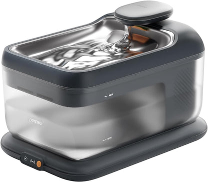 Cordless Cat Water Fountain, Automatic Pet Water Fountain Battery Operated, 4.5L with Stainless Steel Tray for Cats Dogs Multiple Pets Indoor, Wireless Water Pump and Ultra-Quiet S7 Air Grey