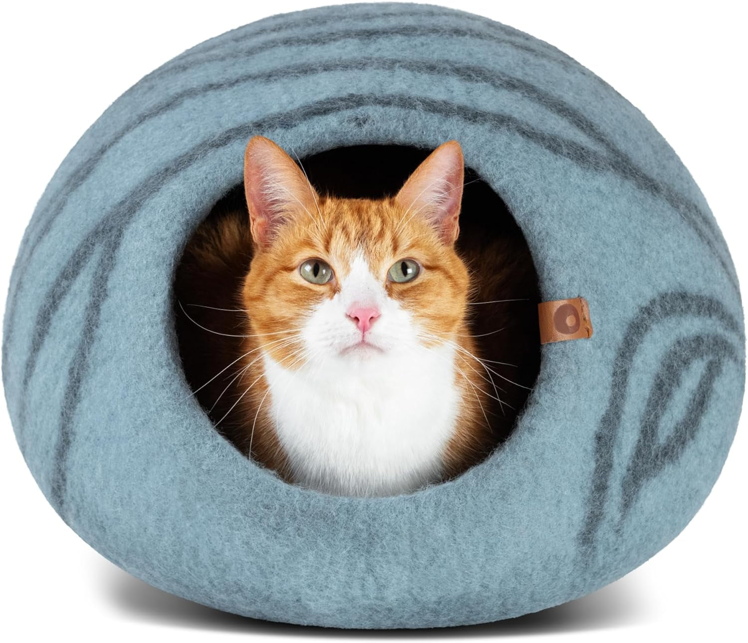 Cat Cave – Premium Felt Cat Bed Enclosure for Indoor Cats, Handmade Merino Wool (Slate Grey, Large)
