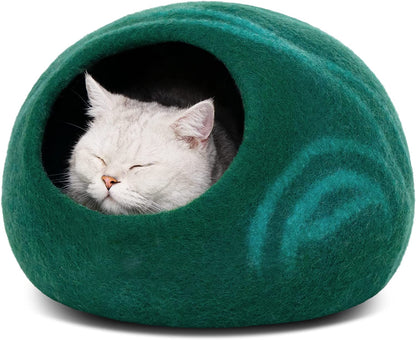 Cat Cave – Premium Felt Cat Bed Enclosure for Indoor Cats, Handmade Merino Wool (Slate Grey, Large)