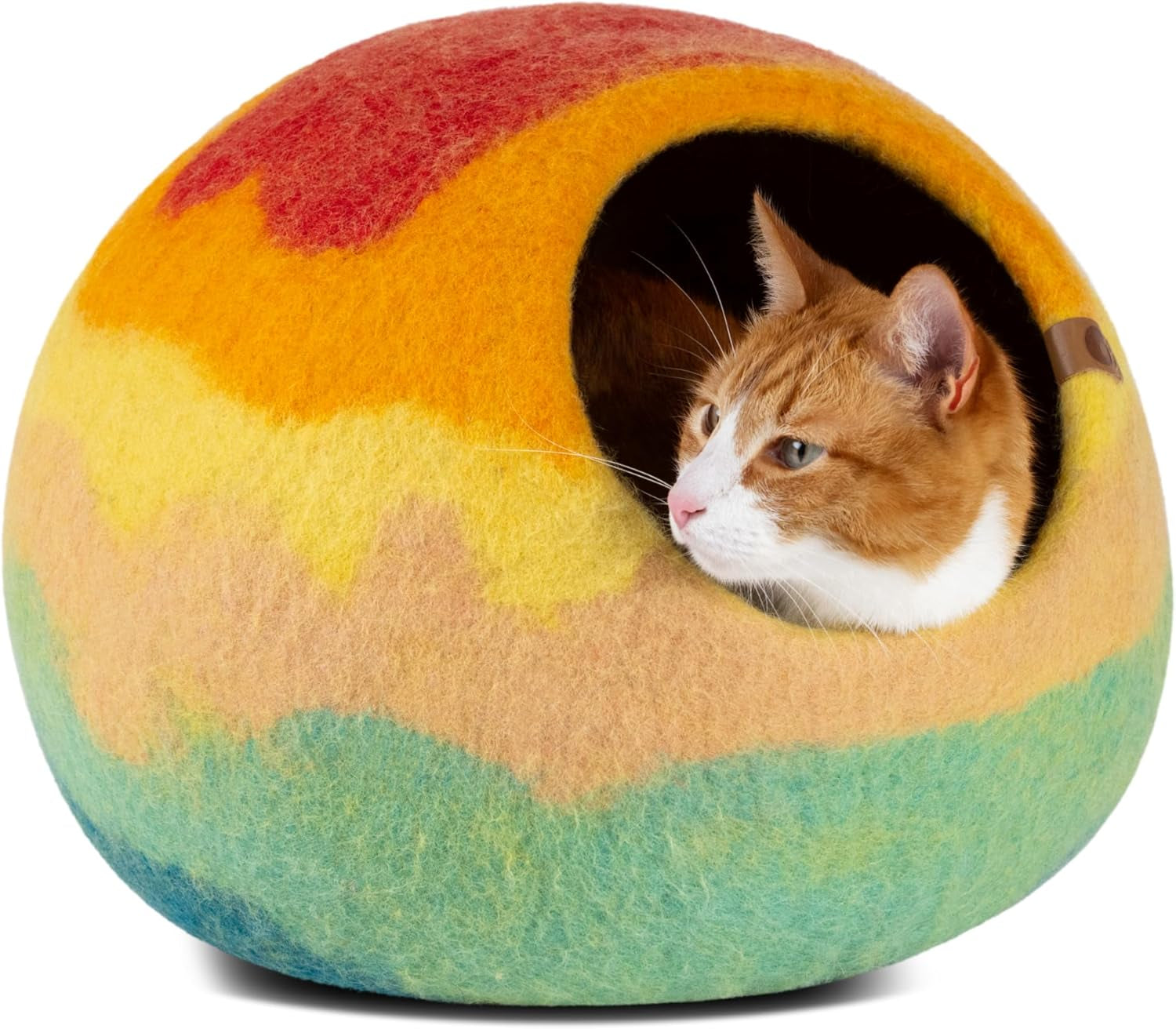 Cat Cave – Premium Felt Cat Bed Enclosure for Indoor Cats, Handmade Merino Wool (Slate Grey, Large)