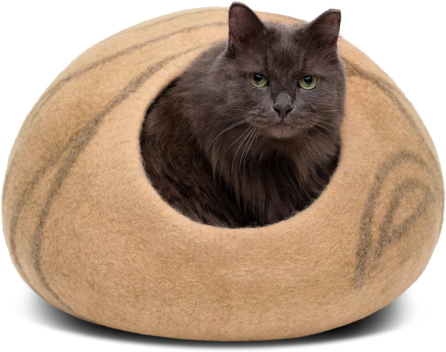 Cat Cave – Premium Felt Cat Bed Enclosure for Indoor Cats, Handmade Merino Wool (Slate Grey, Large)