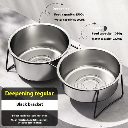 Large Stainless Steel Dog Slow Food Bowl with Thickened Stand Elevated Pets Products Supplies Feeders Accessories Tip Proof