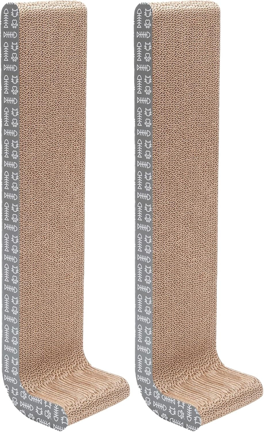 2-Pack Scratching Boards W/ Catnip & Wall-Mounting Hooks for Indoor Cats, Reversible - Wall-Mounted Corrugated Cat Scratchers - Seaglass, Wide/2-Pack
