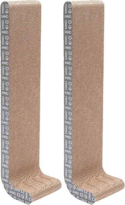 2-Pack Scratching Boards W/ Catnip & Wall-Mounting Hooks for Indoor Cats, Reversible - Wall-Mounted Corrugated Cat Scratchers - Seaglass, Wide/2-Pack