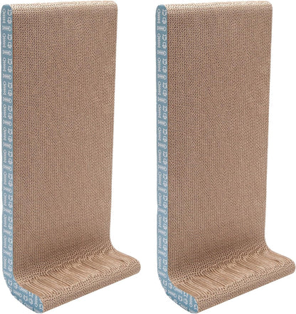 2-Pack Scratching Boards W/ Catnip & Wall-Mounting Hooks for Indoor Cats, Reversible - Wall-Mounted Corrugated Cat Scratchers - Seaglass, Wide/2-Pack
