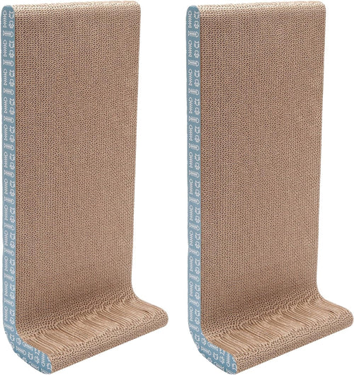 2-Pack Scratching Boards W/ Catnip & Wall-Mounting Hooks for Indoor Cats, Reversible - Wall-Mounted Corrugated Cat Scratchers - Seaglass, Wide/2-Pack