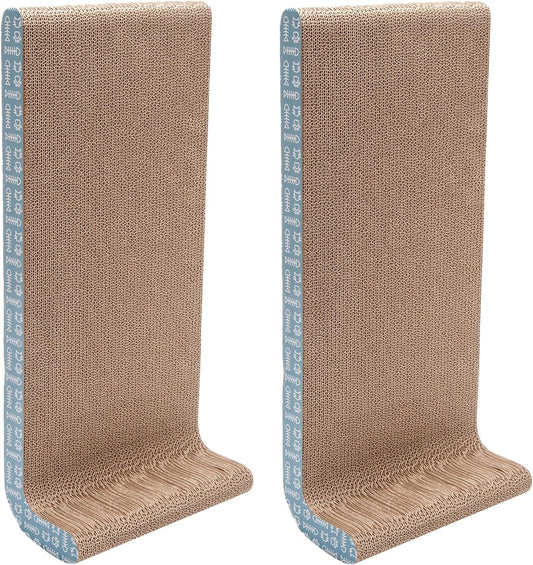 2-Pack Scratching Boards W/ Catnip & Wall-Mounting Hooks for Indoor Cats, Reversible - Wall-Mounted Corrugated Cat Scratchers - Seaglass, Wide/2-Pack