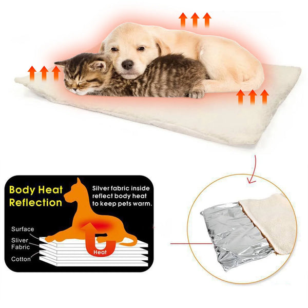 Self Warming Cats Bed Self Heating, Cats Dog Mat, Extra Warm Thermal Pet Pad for Indoor Outdoor Pet Pad Washable, with Heat Storage Aluminum Foil Lining