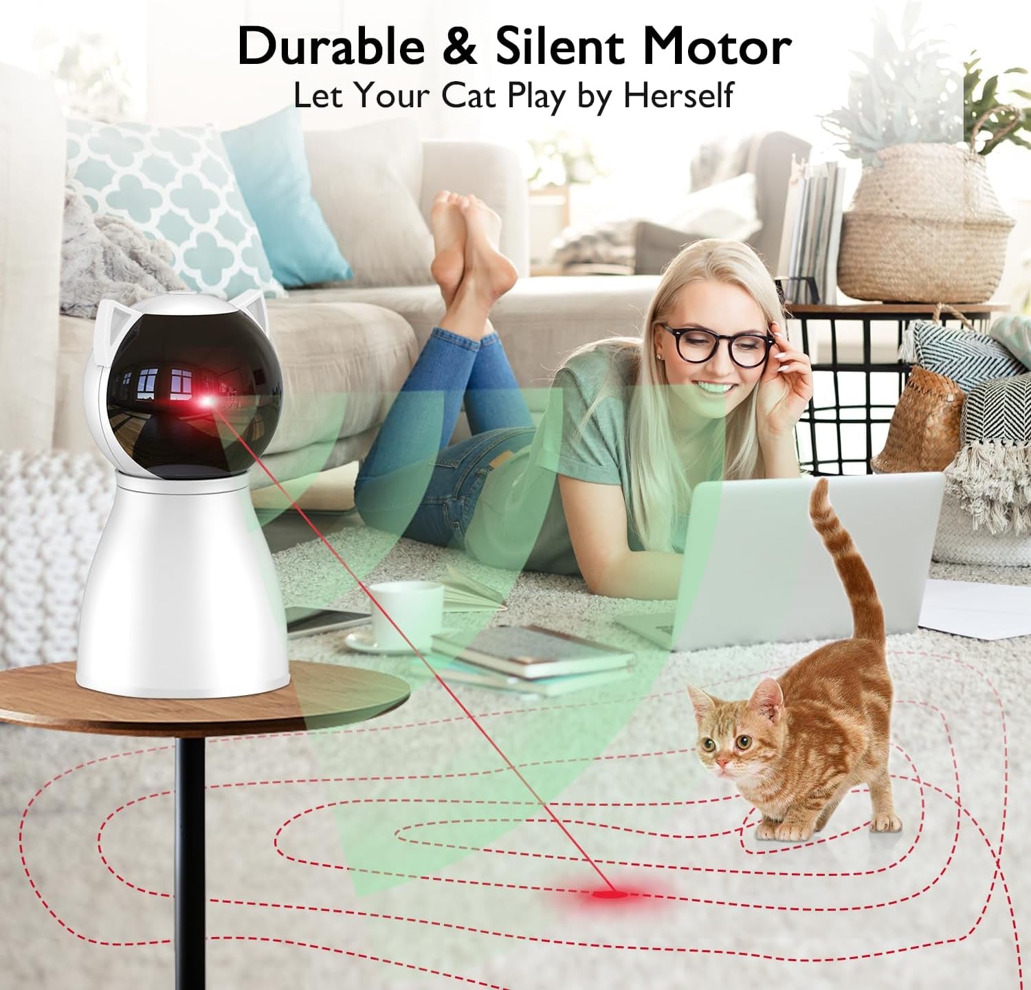 Cat Toys [2025 Newly Upgraded] Real Random Trajectory Rechargeable Motion Activated Cat Laser Toy Automatic,Interactive Cat Toys for Indoor Cats/Kitten/Dogs