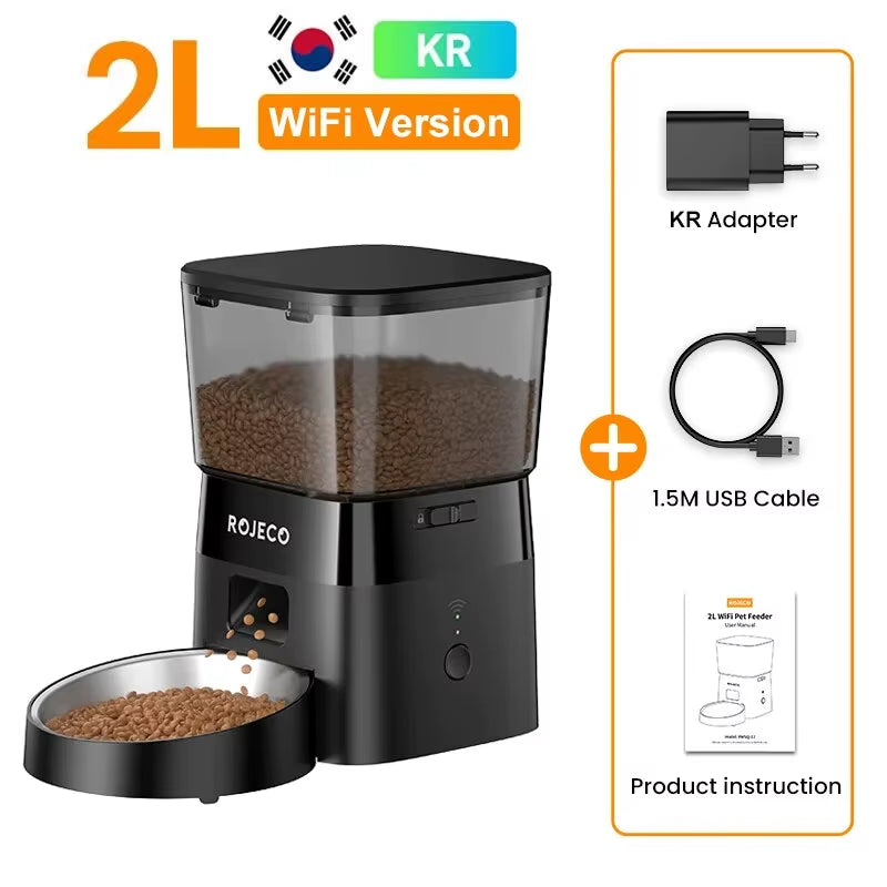 2L Automatic Cat Feeder WIFI Smart Pet Food Dispenser for Dry Food Dogs Kibble Dispenser with Remote Control Accessories