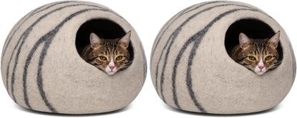 Cat Cave – Premium Felt Cat Bed Enclosure for Indoor Cats, Handmade Merino Wool (Slate Grey, Large)