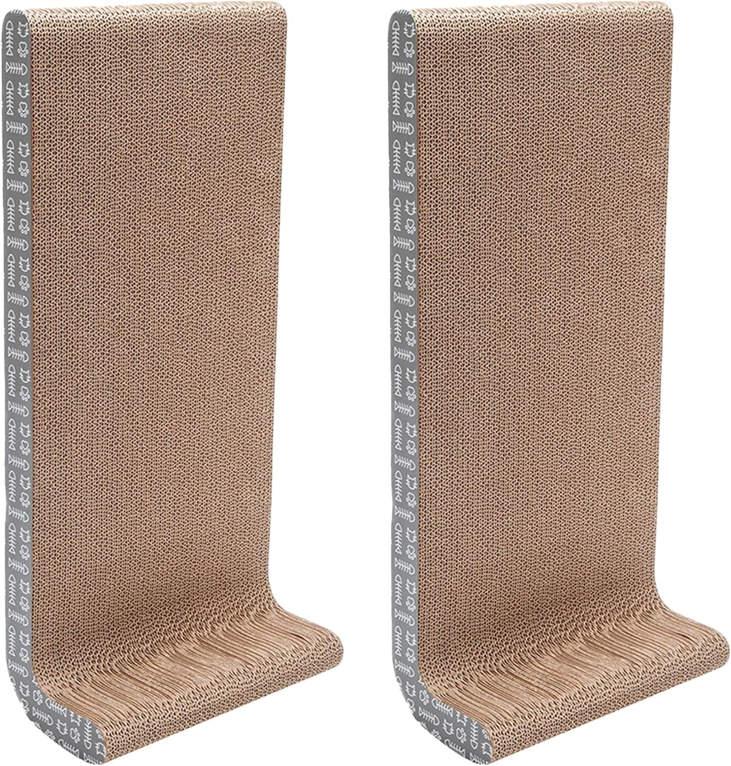 2-Pack Scratching Boards W/ Catnip & Wall-Mounting Hooks for Indoor Cats, Reversible - Wall-Mounted Corrugated Cat Scratchers - Seaglass, Wide/2-Pack
