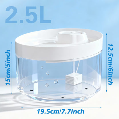 Cat Water Fountain with Lid, 2.5L/84Oz Automatic Cat Fountain for Cats and Dogs