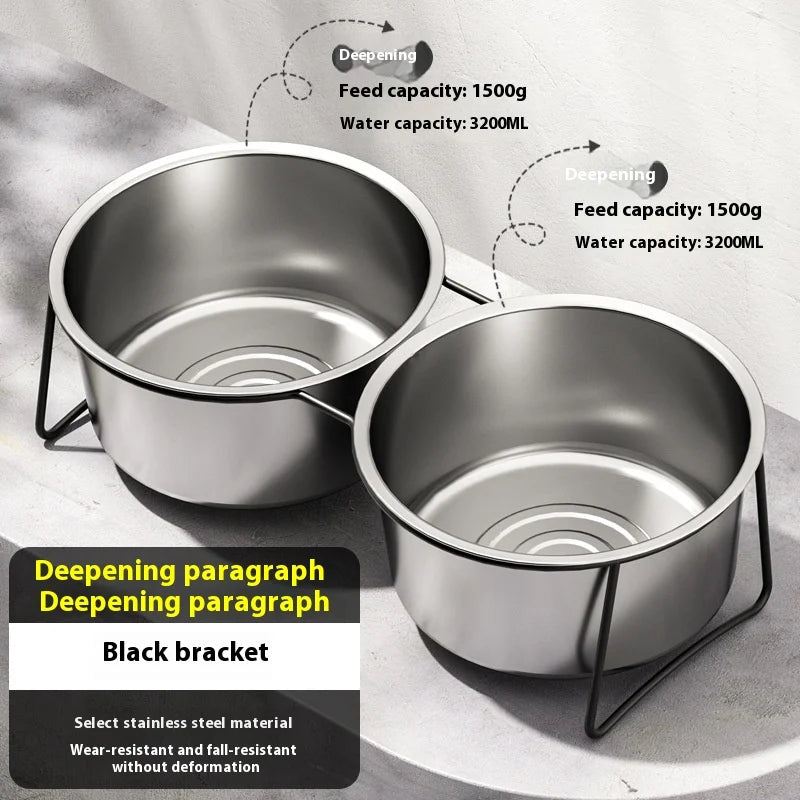 Large Stainless Steel Dog Slow Food Bowl with Thickened Stand Elevated Pets Products Supplies Feeders Accessories Tip Proof