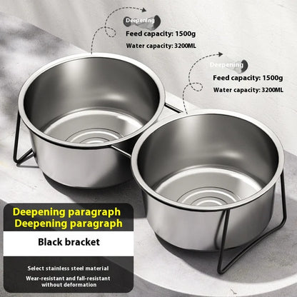 Large Stainless Steel Dog Slow Food Bowl with Thickened Stand Elevated Pets Products Supplies Feeders Accessories Tip Proof