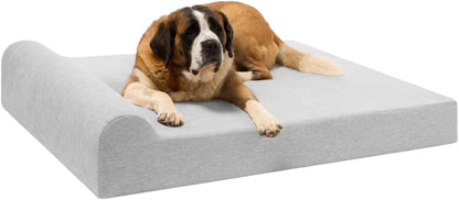 Barker Beds XL Orthopedic Dog Bed - 7" Pillow Top with Headrest - 75-120 Lbs - Memory Foam for Joint Pain & Arthritis - Vet Recommended, Washable Cover - Made in USA - 52"X36"X7" - Charcoal