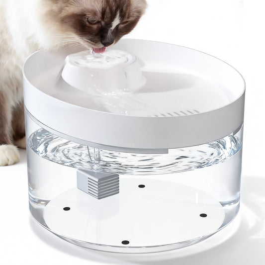 Cat Water Fountain with Lid, 2.5L/84Oz Automatic Cat Fountain for Cats and Dogs