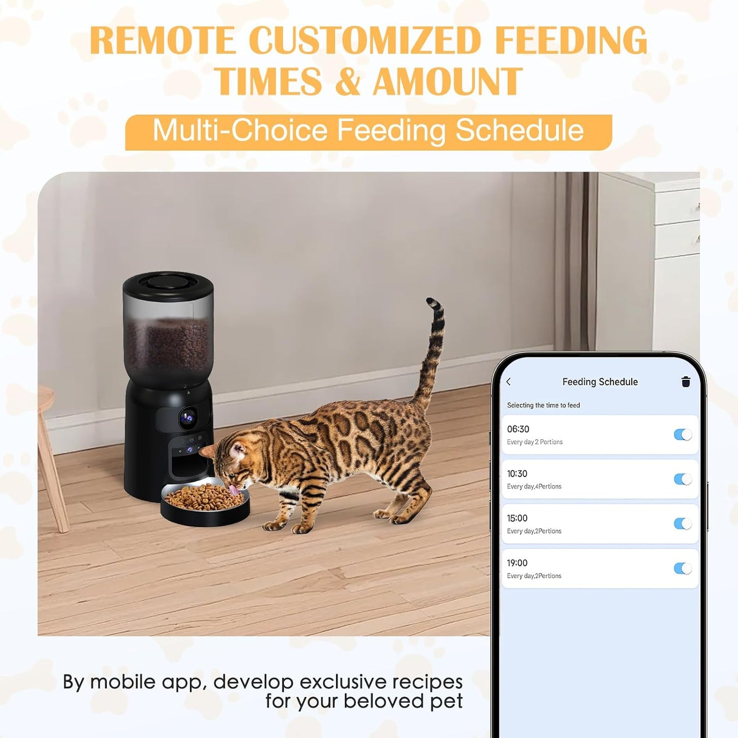 Automatic Cat Feeder with 2K Dual HD Cameras, 2.4/5G Wifi 6L Feeder, Pet Feeder Automatic for Cats & Dogs, Cat Food Dispenser with Cameras, Laser Interactive Toy & Night Vision(Black-Dual Cameras)