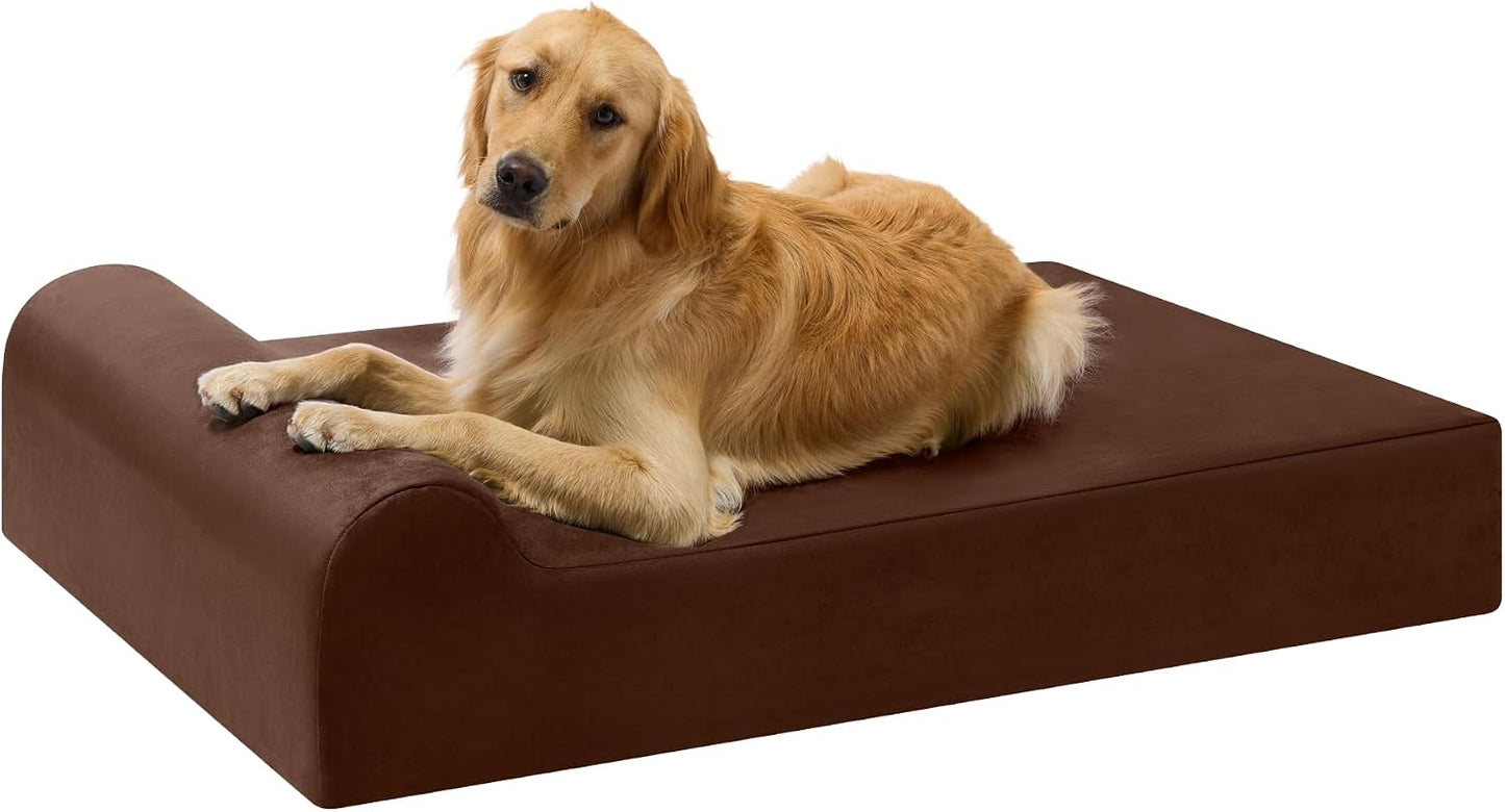 Barker Beds XL Orthopedic Dog Bed - 7" Pillow Top with Headrest - 75-120 Lbs - Memory Foam for Joint Pain & Arthritis - Vet Recommended, Washable Cover - Made in USA - 52"X36"X7" - Charcoal