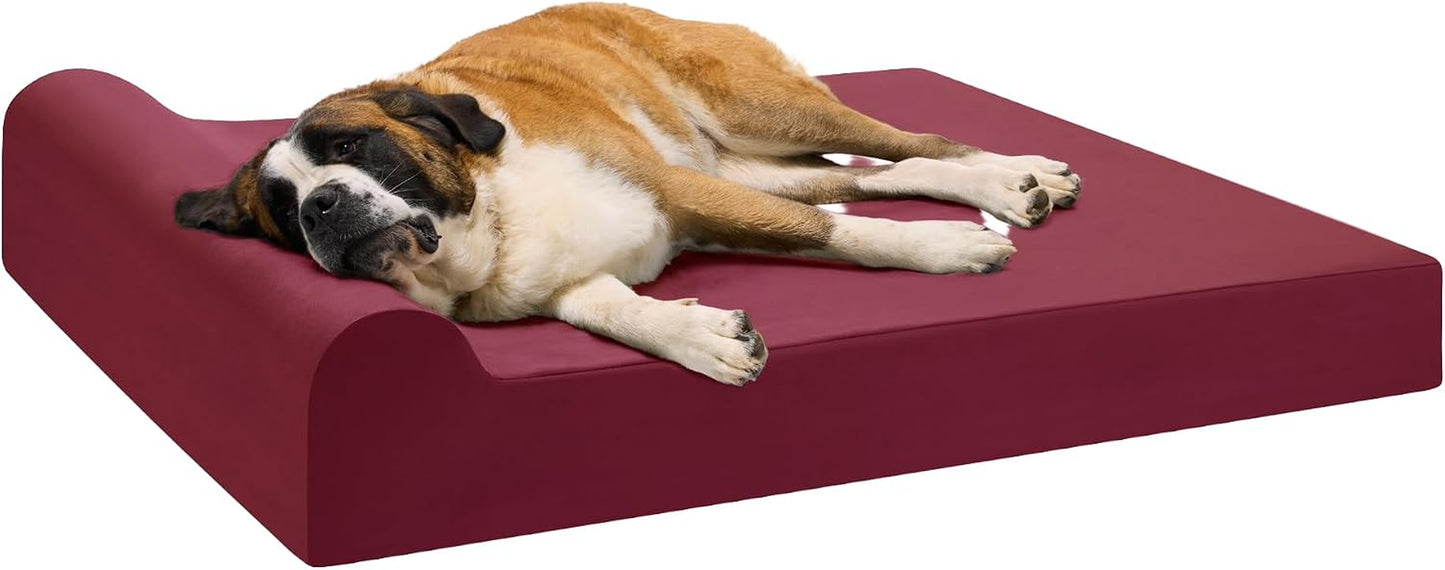 Barker Beds XL Orthopedic Dog Bed - 7" Pillow Top with Headrest - 75-120 Lbs - Memory Foam for Joint Pain & Arthritis - Vet Recommended, Washable Cover - Made in USA - 52"X36"X7" - Charcoal
