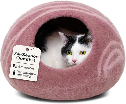 Cat Cave – Premium Felt Cat Bed Enclosure for Indoor Cats, Handmade Merino Wool (Slate Grey, Large)