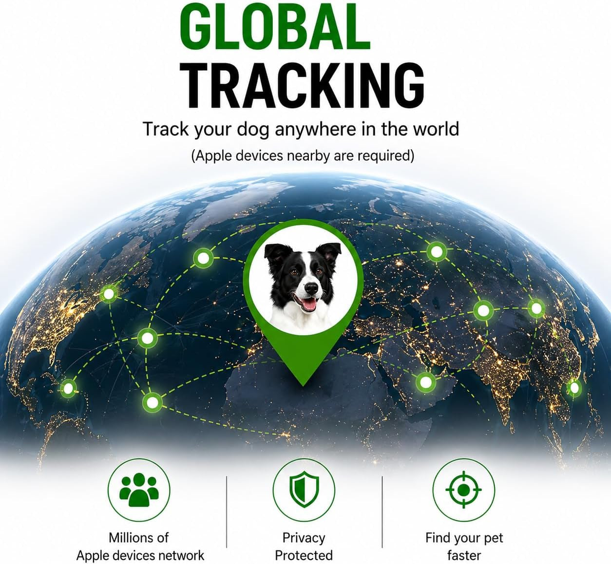 Pet Tracker,Gps Collar for Dogs (Ios Only) Smart Tag,Waterproof Compatible with Apple Find My,No Monthly Fee,Advanced Tracking Solution Smart Collar for Pet Safety Ideal Small Large Dogs