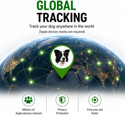 Pet Tracker,Gps Collar for Dogs (Ios Only) Smart Tag,Waterproof Compatible with Apple Find My,No Monthly Fee,Advanced Tracking Solution Smart Collar for Pet Safety Ideal Small Large Dogs