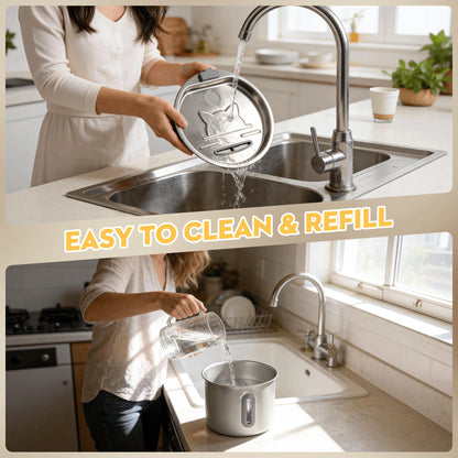 Cat Water Fountain Stainless Steel Automatic Pet Water Dispenser for Cats and Dogs with Replacement Filters, 2.2L