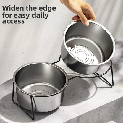 Large Stainless Steel Dog Slow Food Bowl with Thickened Stand Elevated Pets Products Supplies Feeders Accessories Tip Proof