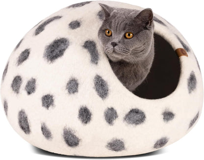 Cat Cave – Premium Felt Cat Bed Enclosure for Indoor Cats, Handmade Merino Wool (Slate Grey, Large)