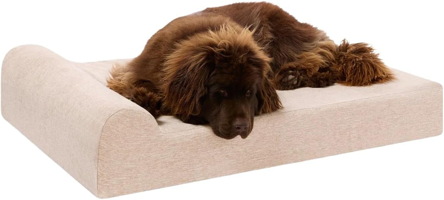 Barker Beds XL Orthopedic Dog Bed - 7" Pillow Top with Headrest - 75-120 Lbs - Memory Foam for Joint Pain & Arthritis - Vet Recommended, Washable Cover - Made in USA - 52"X36"X7" - Charcoal