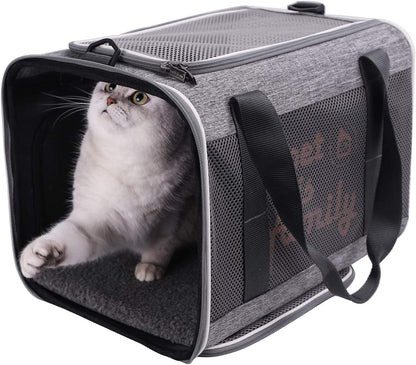 Soft Pet Carrier for Large and Medium Cats, 2 Kitties, Small Dogs. Easy to Get Cat In, Great for Cats That Don'T like Carriers (Black)