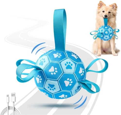 Interactive Dog Toys Dog Soccer Ball to Keep Them Busy,Durable Automatic Moving Jumping Dog Balls with Straps for Small/Medium/Large Dogs, USB Rechargeable,Not for Aggressive Chewers