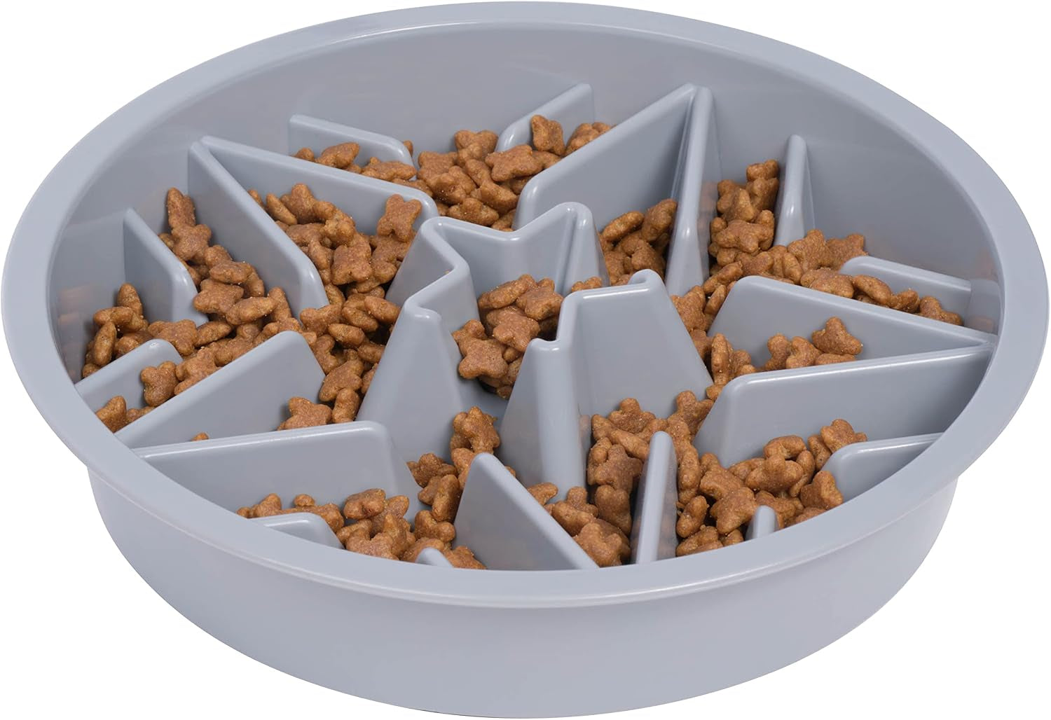 Slow Feeder Dog Bowls (2 Cup) Puzzle Dog Food Bowl - Fits into Elevated Pet Feeders - Slow Eating for Large, Medium & Small Sized Breeds - Gray