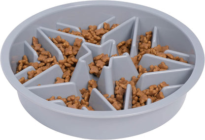 Slow Feeder Dog Bowls (2 Cup) Puzzle Dog Food Bowl - Fits into Elevated Pet Feeders - Slow Eating for Large, Medium & Small Sized Breeds - Gray