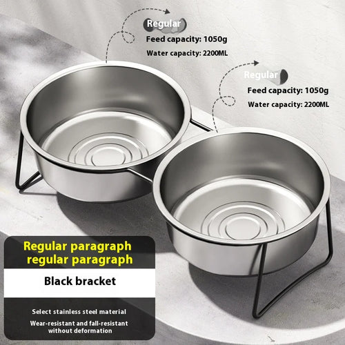 Large Stainless Steel Dog Slow Food Bowl with Thickened Stand Elevated Pets Products Supplies Feeders Accessories Tip Proof