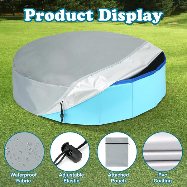 79 Inch Pet Pool Cover Foldable round Dog Swimming Pool Covers Kiddie Pool Covers,Leak Proof Washable Kiddies Pet Small Paddling Bath Accessories for Dog Kiddie Pools Bathing Tub（Grey）