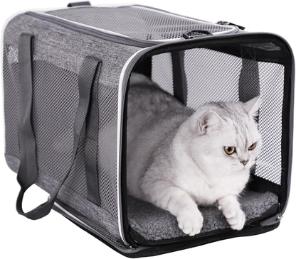Soft Pet Carrier for Large and Medium Cats, 2 Kitties, Small Dogs. Easy to Get Cat In, Great for Cats That Don'T like Carriers (Black)