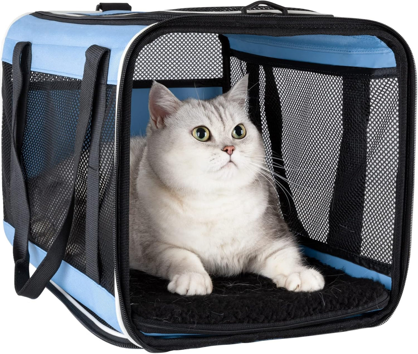 Soft Pet Carrier for Large and Medium Cats, 2 Kitties, Small Dogs. Easy to Get Cat In, Great for Cats That Don'T like Carriers (Black)