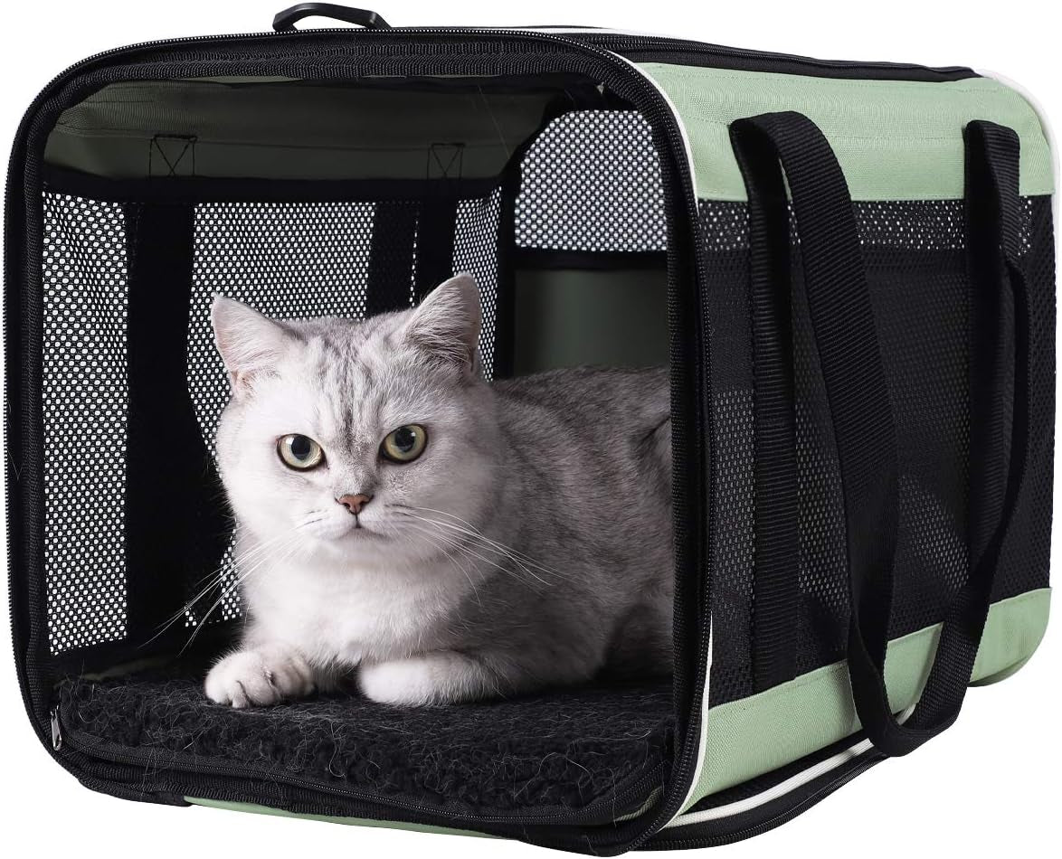 Soft Pet Carrier for Large and Medium Cats, 2 Kitties, Small Dogs. Easy to Get Cat In, Great for Cats That Don'T like Carriers (Black)
